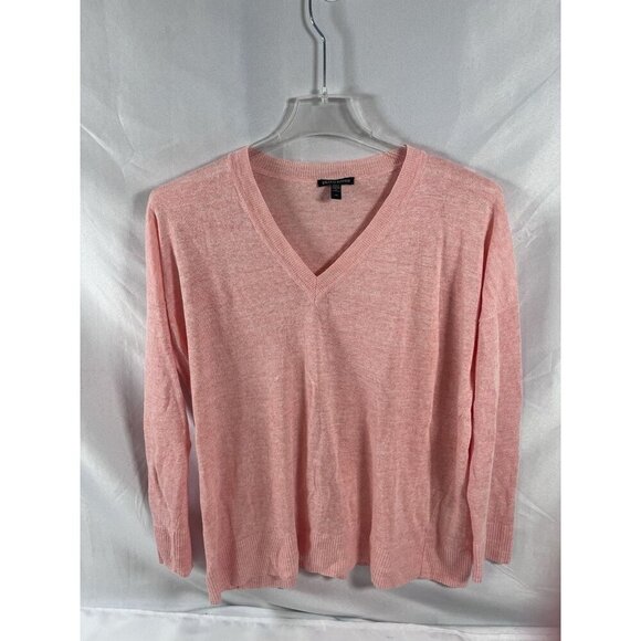 Eileen Fisher Women 100% Organic Linen Sweater Peach V Neck Large - Picture 1 of 7